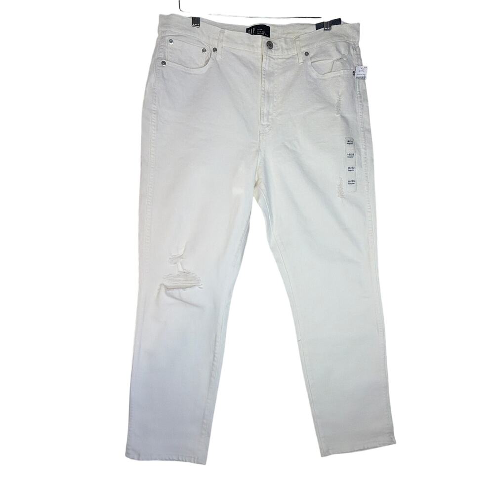 Gap Women's 16/33R High Rise Vintage Slim Distressed‎ White hits the ankle